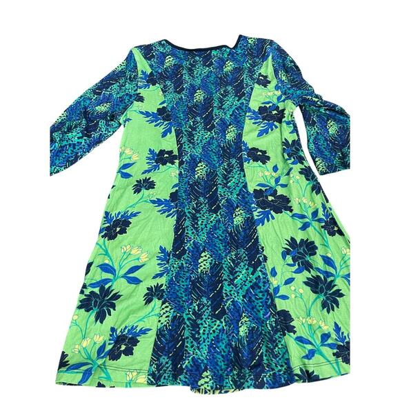 Soft Surroundings Green Blue Floral Sequin Beaded Embroidered Tunic Top Size XS - Picture 8 of 9